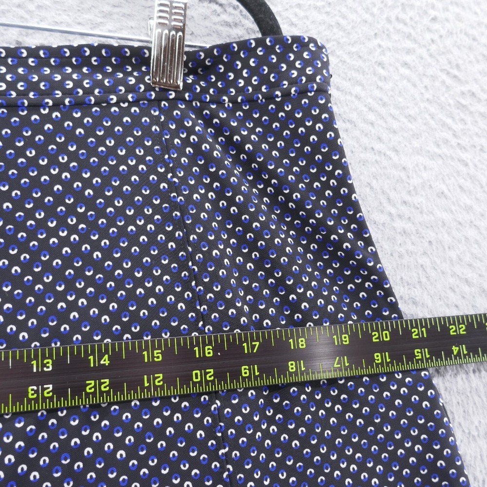 Talbots Petites Womens 14P Navy Blue Geometric Circle Print‎ ALine Flounce Skirt - Picture 7 of 11
